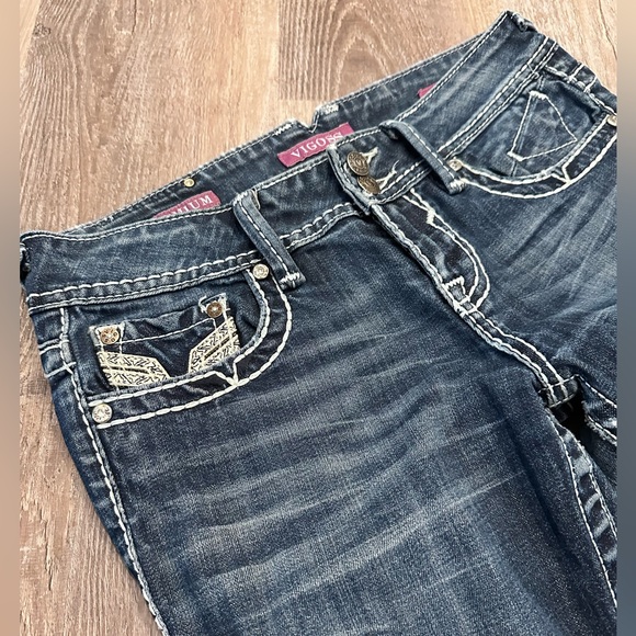 Vigoss Denim Jeans size 5 Length 33 Rhinestones Western - Picture 3 of 7